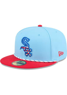 New Era Chicago White Sox Mens Light Blue 2025 MLB 4th of July 59FIFTY Fitted Hat