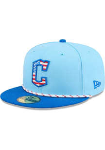New Era Cleveland Guardians Mens Light Blue 2025 MLB 4th of July 59FIFTY Fitted Hat