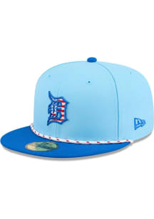 New Era Detroit Tigers Mens Light Blue 2025 MLB 4th of July 59FIFTY Fitted Hat