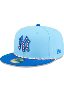New Era New York Yankees Mens Light Blue 2025 MLB 4th of July 59FIFTY Fitted Hat