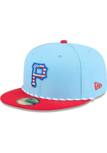New Era Pittsburgh Pirates Mens Light Blue 2025 MLB 4th of July 59FIFTY Fitted Hat