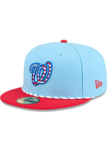 New Era Washington Nationals Mens Light Blue 2025 MLB 4th of July 59FIFTY Fitted Hat