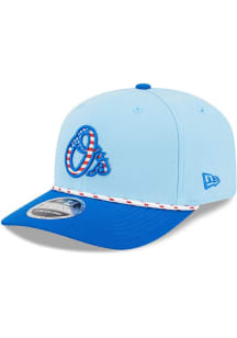 New Era Baltimore Orioles 2025 MLB 4th of July 9SEVENTY Stretch Snap Adjustable Hat - Light Blue