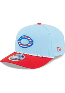New Era Cincinnati Reds 2025 MLB 4th of July 9SEVENTY Stretch Snap Adjustable Hat - Light Blue