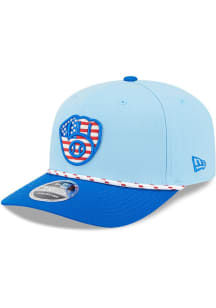 New Era Milwaukee Brewers 2025 MLB 4th of July 9SEVENTY Stretch Snap Adjustable Hat - Light Blue