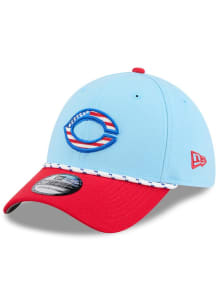 New Era Cincinnati Reds Mens Light Blue 2025 MLB 4th of July 39THIRTY Flex Hat