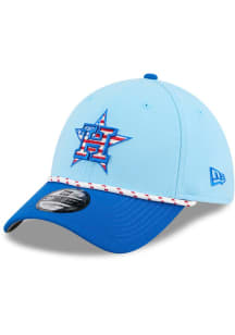New Era Houston Astros Mens Light Blue 2025 MLB 4th of July 39THIRTY Flex Hat