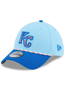 New Era Kansas City Royals Mens Light Blue 2025 MLB 4th of July 39THIRTY Flex Hat