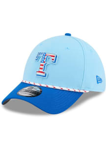 New Era Texas Rangers Mens Light Blue 2025 MLB 4th of July 39THIRTY Flex Hat