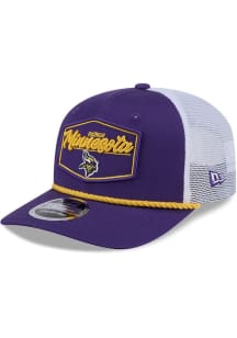 New Era Minnesota Vikings Stretch Snap Trucker Patch 9SEVENTY Adjustable Hat - Purple