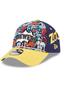 New Era Milwaukee Brewers Navy Blue 2025 Diamond Hero Collection A Frame JR 9FORTY Youth Adjustabl..