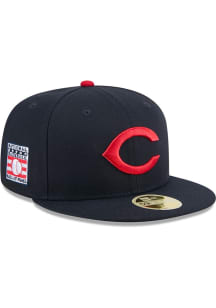 New Era Cleveland Guardians Mens Navy Blue 2025 Hall of Fame Weekend 59FIFTY Fitted Hat