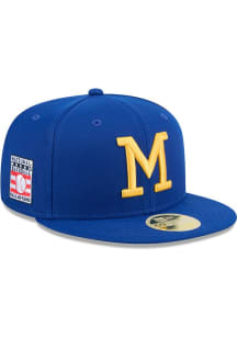 New Era Milwaukee Brewers Mens Blue 2025 Hall of Fame Weekend 59FIFTY Fitted Hat