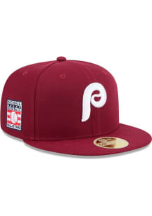New Era Philadelphia Phillies Mens Maroon 2025 Hall of Fame Weekend 59FIFTY Fitted Hat