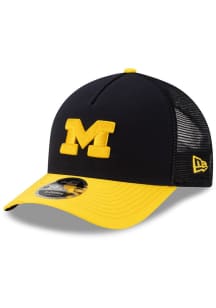 New Era Blue Michigan Wolverines Trucker 9FORTY M Crown Adjustable Hat