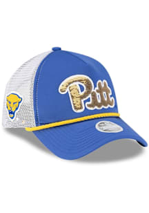 Pitt Panthers New Era Sparkle Foam Front Rope Trucker 9FORTY Womens Adjustable Hat - Blue
