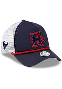 New Era Houston Texans Navy Blue Sparkle Foam Front Rope Trucker 9FORTY Womens Adjustable Hat