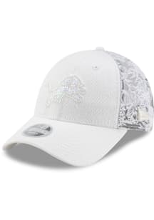 New Era Detroit Lions White Tonal Glitter Denim Trucker 9FORTY Womens Adjustable Hat