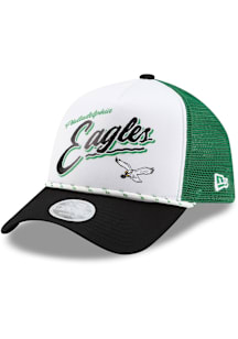 New Era Philadelphia Eagles White 3T Foil Print Trucker 9FORTY Womens Adjustable Hat