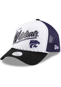 K-State Wildcats New Era 3T Foil Print Trucker 9FORTY Womens Adjustable Hat - White
