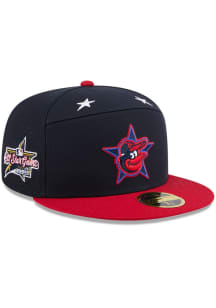 New Era Baltimore Orioles Mens Blue 2025 All Star Game Workout Split Panel 59FIFTY Fitted Hat