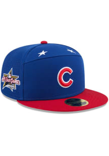 New Era Chicago Cubs Mens Blue 2025 All Star Game Split Panel 59FIFTY Fitted Hat