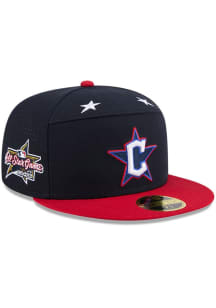 New Era Cleveland Guardians Mens Blue 2025 All Star Game Workout Split Panel 59FIFTY Fitted Hat