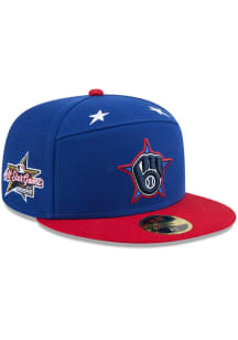 New Era Milwaukee Brewers Mens Blue 2025 All Star Game Workout Split Panel 59FIFTY Fitted Hat