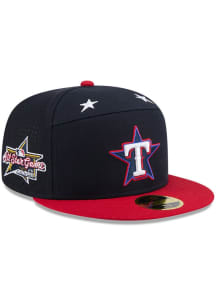 New Era Texas Rangers Mens Blue 2025 All Star Game Workout Split Panel 59FIFTY Fitted Hat