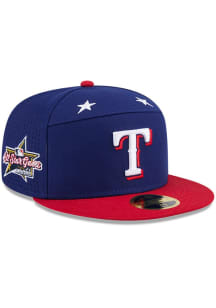 New Era Texas Rangers Mens Blue 2025 All Star Game Split Panel 59FIFTY Fitted Hat