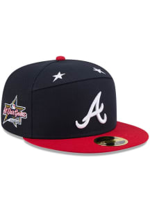 New Era Atlanta Braves Mens Navy Blue 2025 All Star Game Split Panel 59FIFTY Fitted Hat