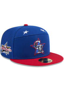 New Era Colorado Rockies Mens Blue 2025 All Star Game Workout Split Panel 59FIFTY Fitted Hat