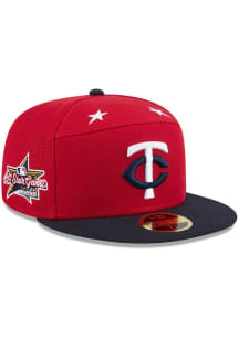 New Era Minnesota Twins Mens Red 2025 All Star Game Split Panel 59FIFTY Fitted Hat