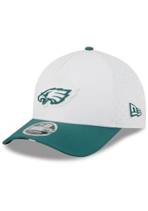 New Era Philadelphia Eagles White 2025 Training Camp JR9FORTY Mcrown Aframe Youth Adjustable Hat