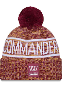 New Era Washington Commanders Red 2025 NFL Sideline Cold Weather Sport Mens Knit Hat