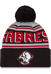 New Era Buffalo Sabres Black Evergreen Cuff Pom Mens Knit Hat
