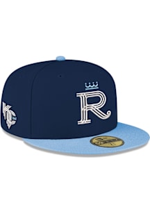 New Era Kansas City Royals Mens Navy Blue KC Royals 2Tone Navy and Blue R Logo 59FIFTY Fitted Hat