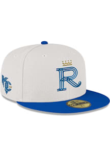 New Era Kansas City Royals Mens White KC Royals 2Tone White and Blue R Logo 59FIFTY Fitted Hat