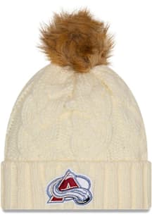 New Era Colorado Avalanche White Fur Cuff Pom Womens Knit Hat