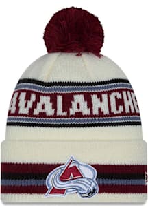 New Era Colorado Avalanche White Classic Cuff Pom Mens Knit Hat
