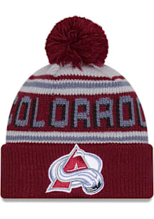 New Era Colorado Avalanche Maroon Evergreen JR Cuff Pom Youth Knit Hat