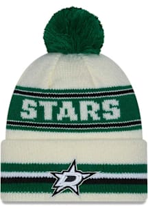 New Era Dallas Stars White Classic Cuff Pom Mens Knit Hat