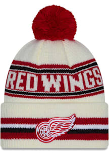 New Era Detroit Red Wings White Classic Cuff Pom Mens Knit Hat