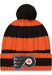 New Era Philadelphia Flyers Orange Braided Cuff Pom Womens Knit Hat