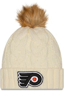New Era Philadelphia Flyers White Fur Cuff Pom Womens Knit Hat