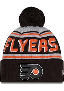 New Era Philadelphia Flyers Black Evergreen Cuff Pom Mens Knit Hat