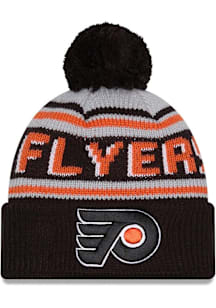 New Era Philadelphia Flyers Black Evergreen JR Cuff Pom Youth Knit Hat