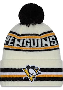 New Era Pittsburgh Penguins White Classic Cuff Pom Mens Knit Hat