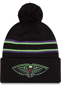 New Era New Orleans Pelicans Black 2025 City Edition Cuff Pom Mens Knit Hat