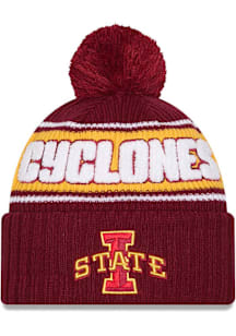 New Era Iowa State Cyclones Cardinal Bold Cuff Pom Mens Knit Hat